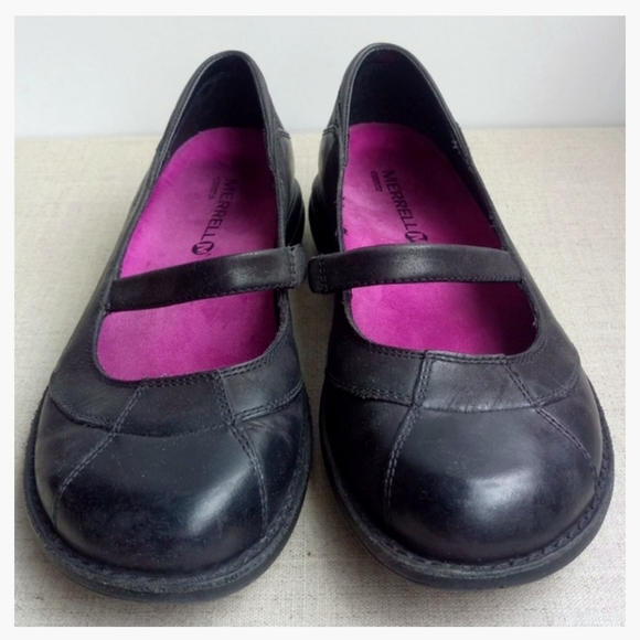 Merrell Women US 6 Black Leather Mary Jane’s - Picture 2 of 8